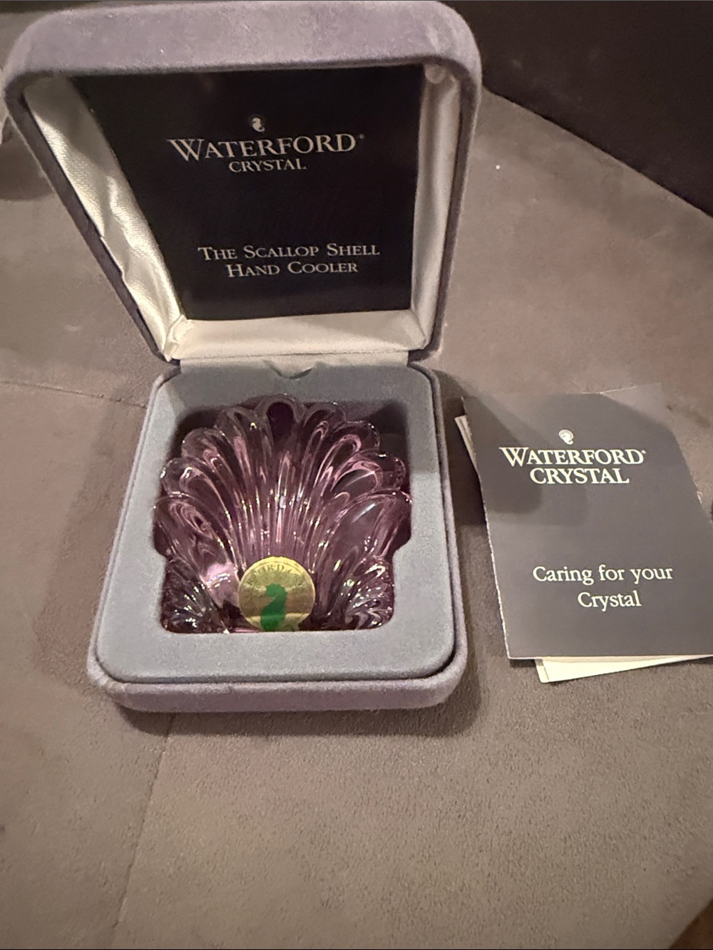 Waterford Purple Scallop Shell Crystal Hand Cooler